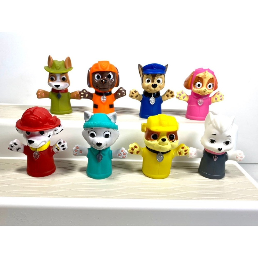 Paw Patrol Finger Puppet Lot 8 Figures Marshall Chase Skye Rubble Everest Zuma